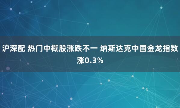 沪深配 热门中概股涨跌不一 纳斯达克中国金龙指数涨0.3%